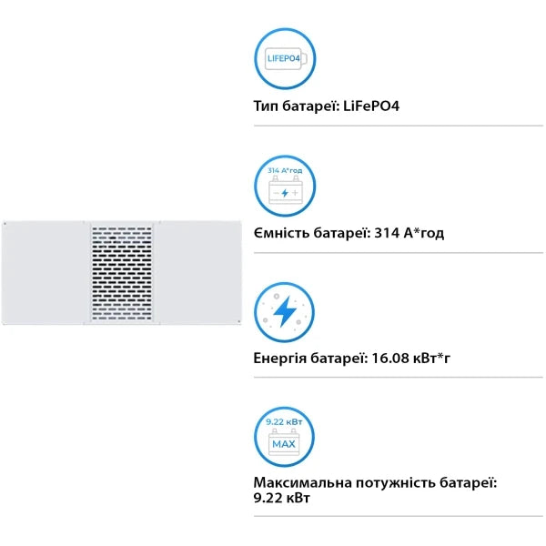 Акумуляторна батарея DEYE BOS-B Pro-A3 LiFePO4 HV 51.2V 314Ah 16.08kWh без BMS (BOS-B Pro-A3)