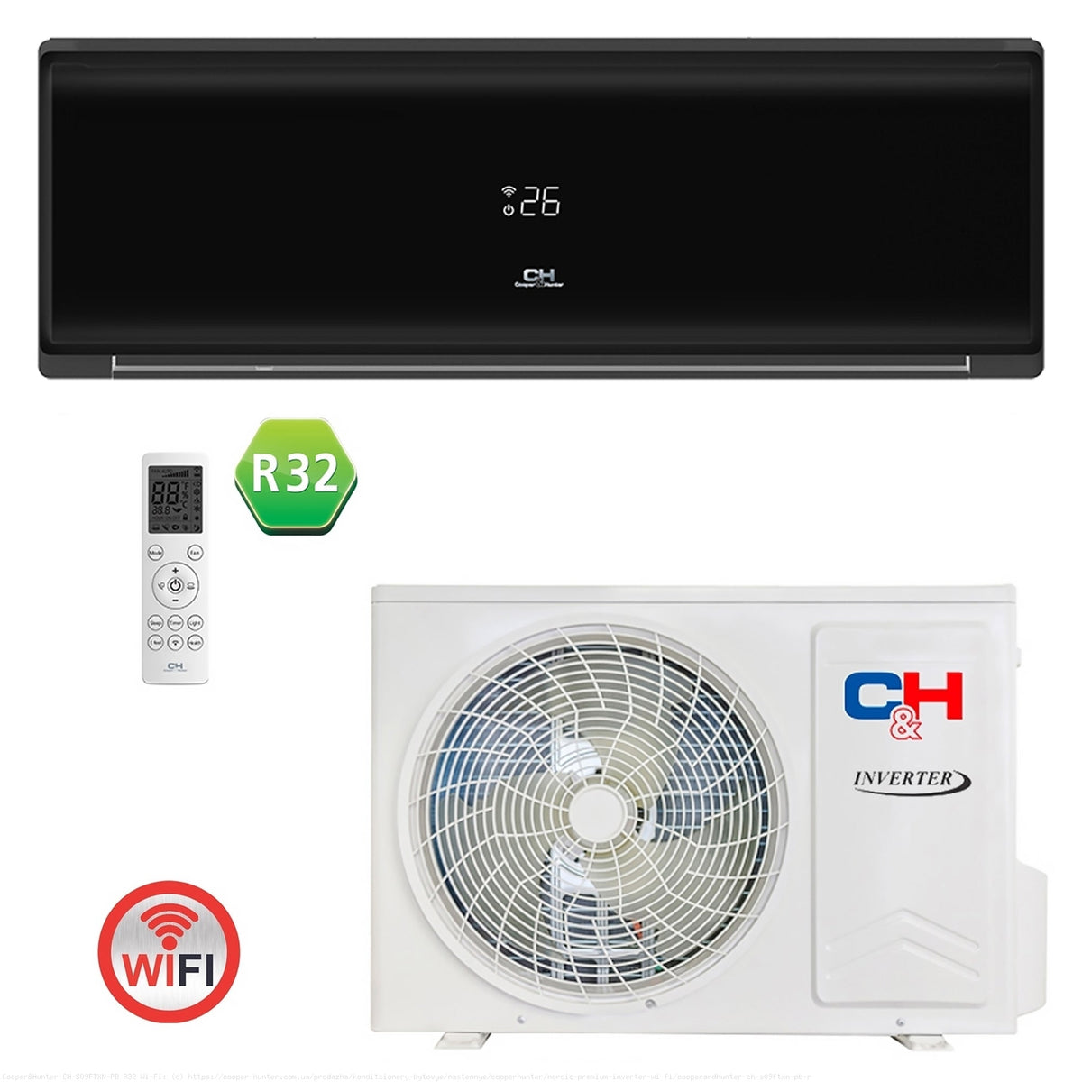 Кондиціонер тепловий насос Cooper&Hunter CH-S12FTXN-PB R32 Wi-Fi