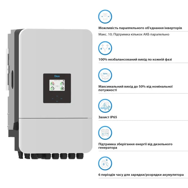 Гібридний інвертор Deye SUN-20K-SG05LP3-EU-SM2 20KW 48V 2 MPPT Wi-Fi 220/380V Трифазний