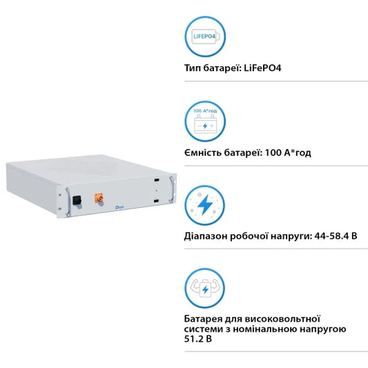 Високовольтний акумулятор Deye BOS-G PRO LiFePO4 HV 51.2V 100Ah 5.12kWh (BOS-GPRO)